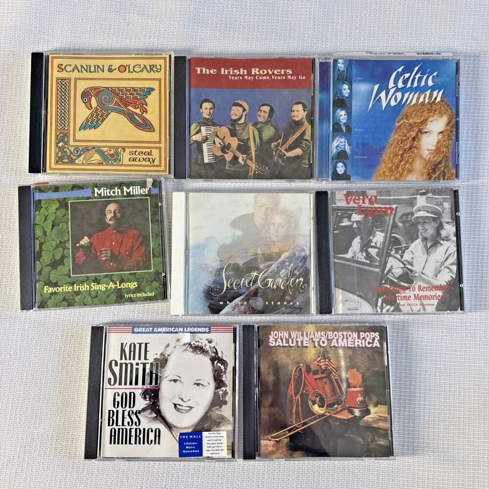 Lot of 8 Vintage Music CDs - Celtic & Patriotic themed